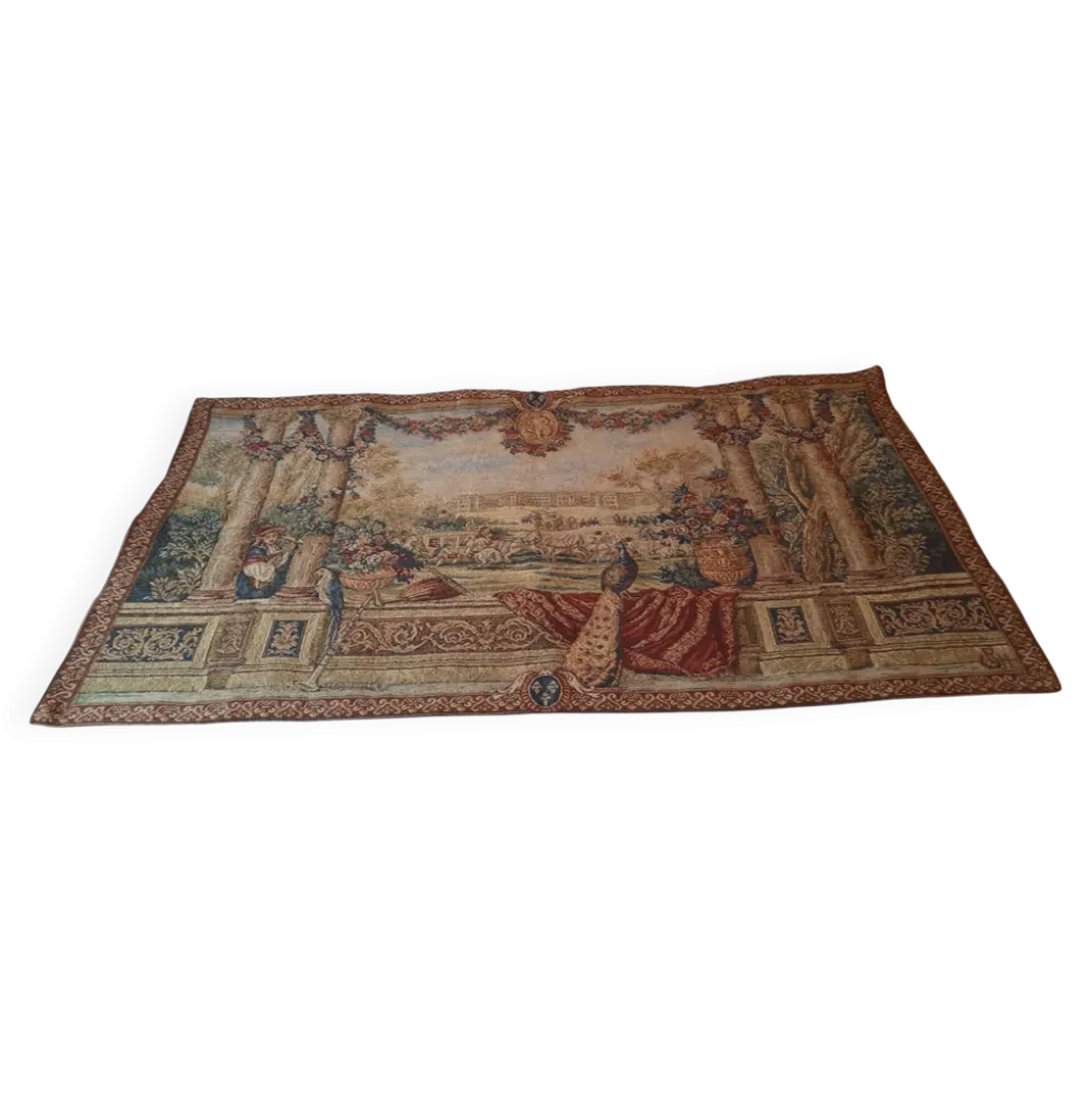 Tapisserie d'halluin " scène de cour au paon"
