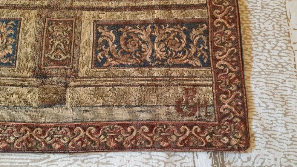 Tapisserie d'halluin " scène de cour au paon"