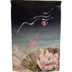 Tapisserie en laine faite main, motif années 1970 - Tchécoslovaquie