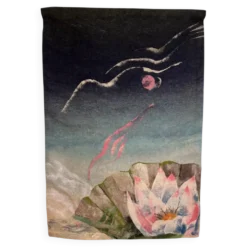 Tapisserie en laine faite main, motif années 1970 - Tchécoslovaquie