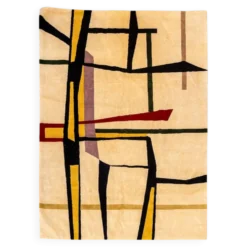 Tapisserie en laine tissée à la main, à décor géométrique coloré. 2026.