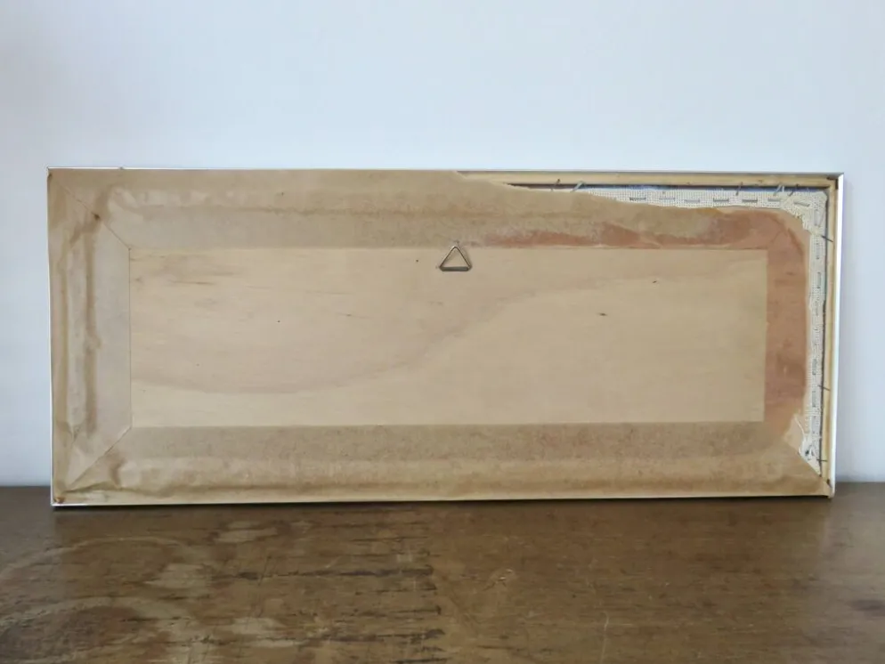 Tapisserie futuriste, en laine, encadrée, mouettes, océan, poissons, 1970