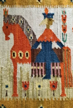 Tapisserie kilim fait main artisanat polonais années 70