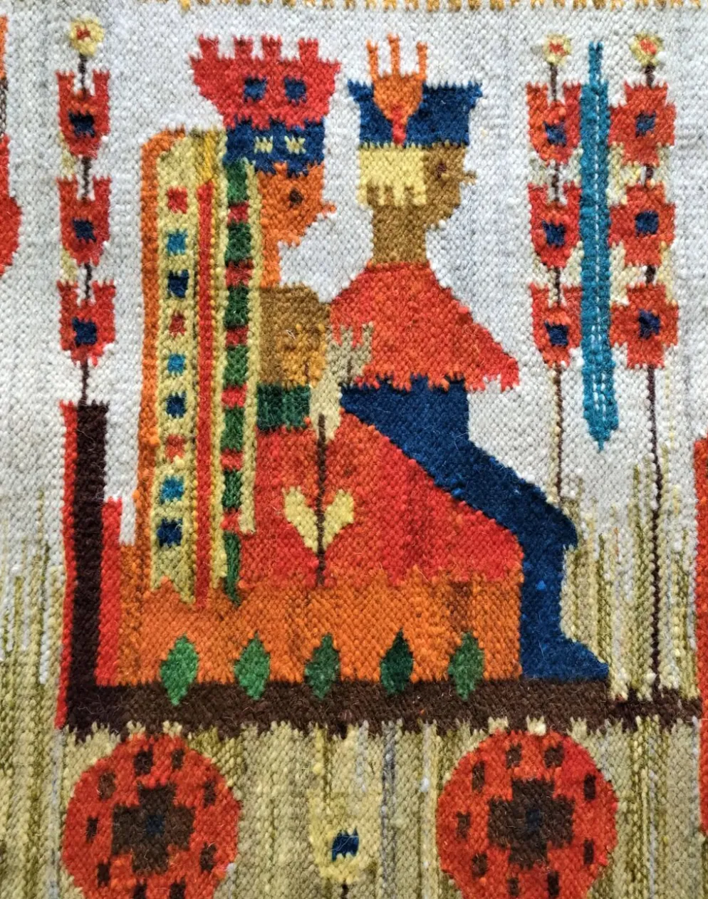 Tapisserie kilim fait main artisanat polonais années 70