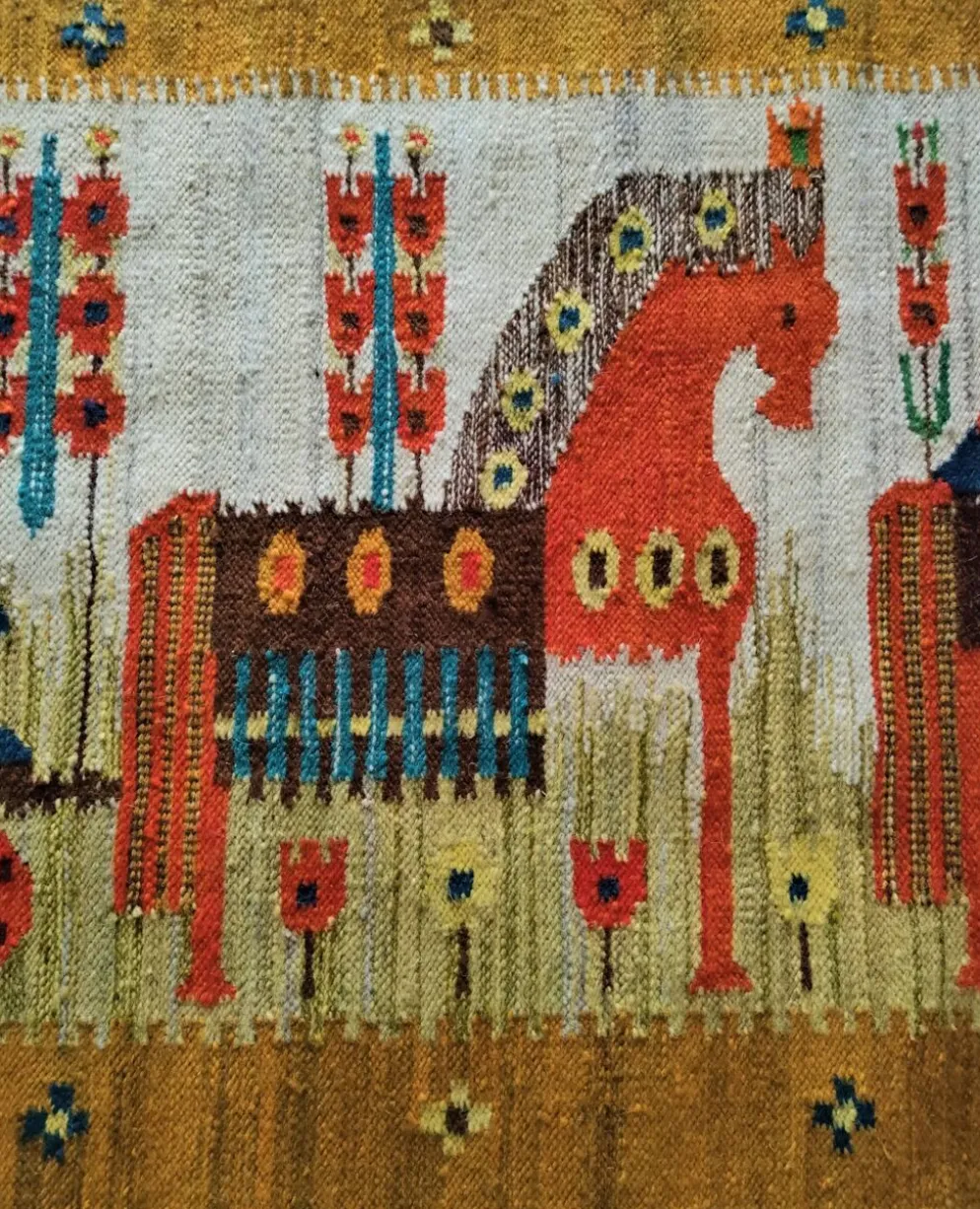 Tapisserie kilim fait main artisanat polonais années 70