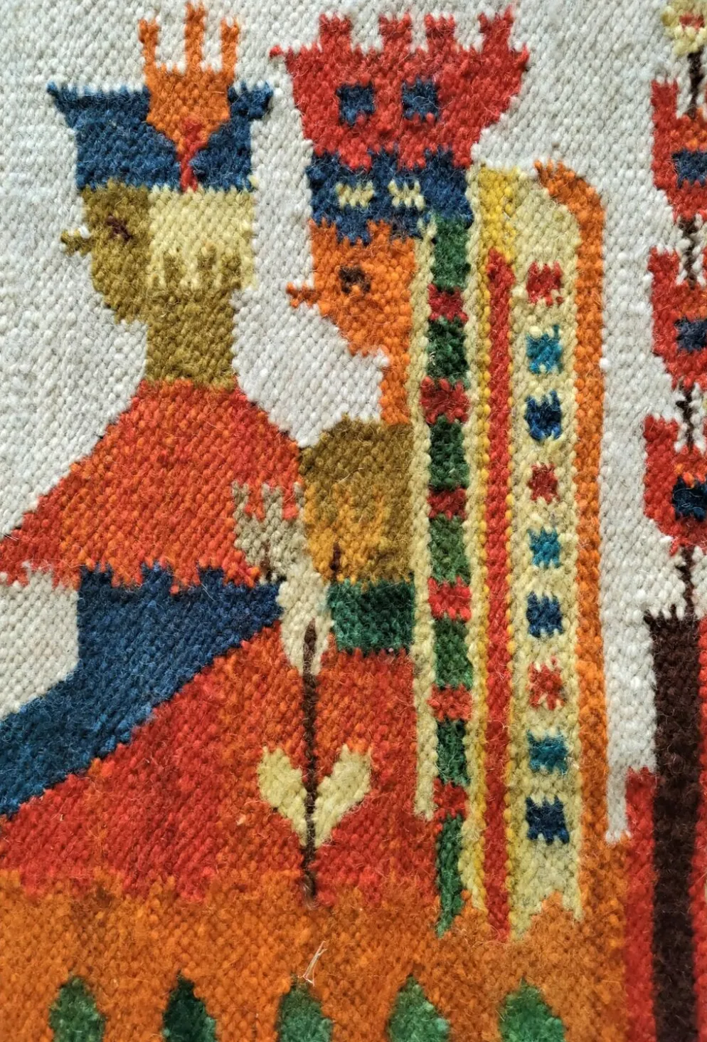 Tapisserie kilim fait main artisanat polonais années 70