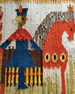 Tapisserie kilim fait main artisanat polonais années 70