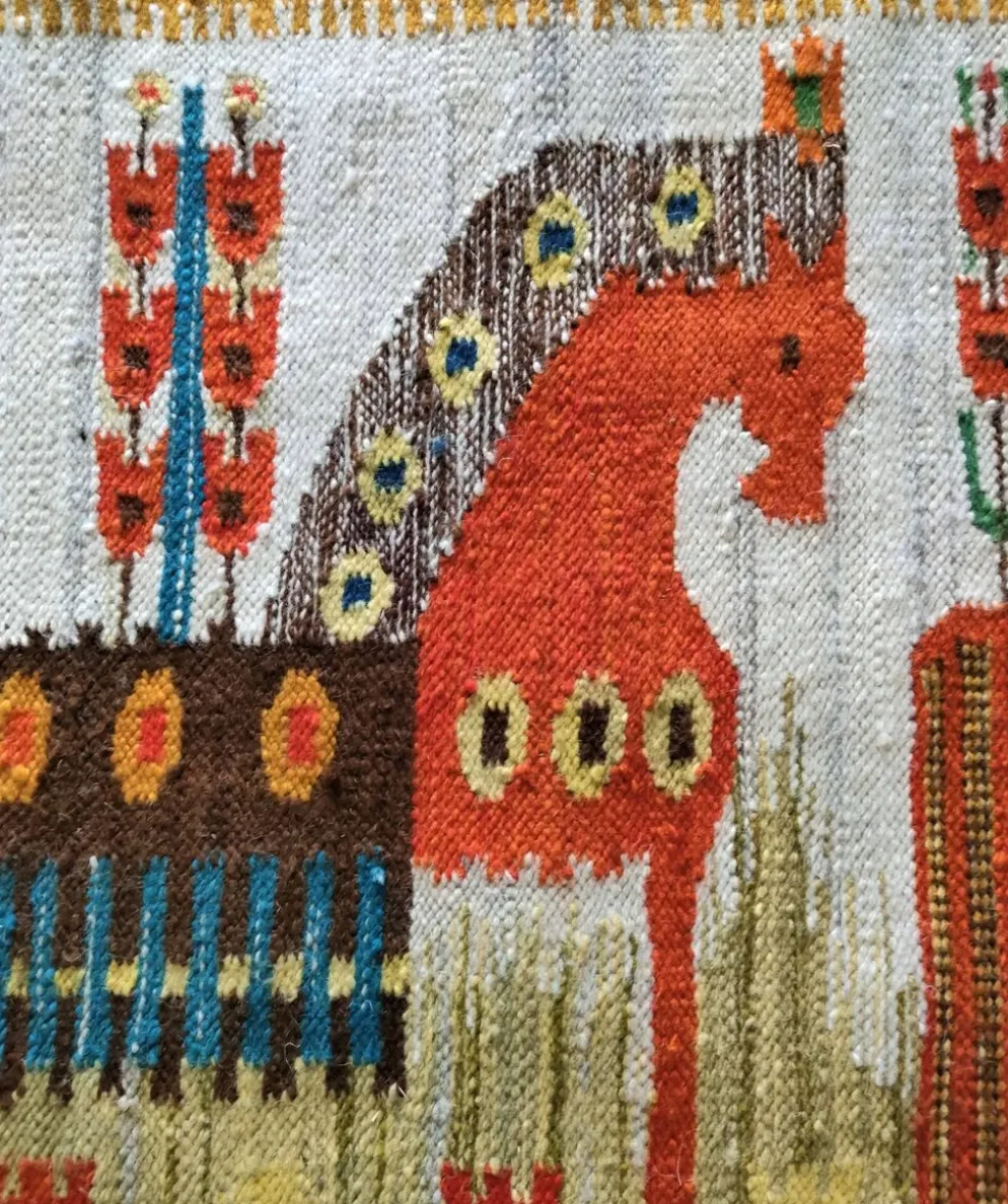 Tapisserie kilim fait main artisanat polonais années 70