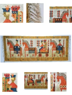 Tapisserie kilim fait main artisanat polonais années 70