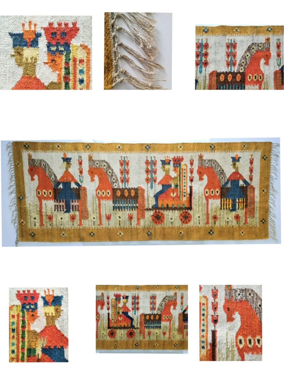 Tapisserie kilim fait main artisanat polonais années 70