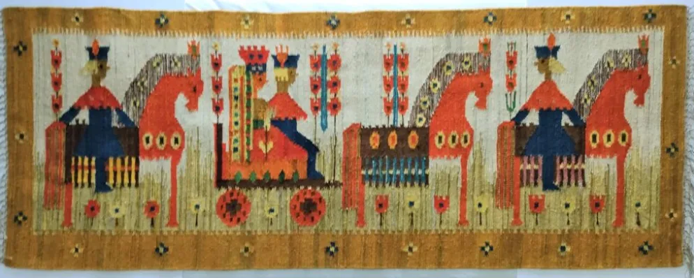 Tapisserie kilim fait main artisanat polonais années 70