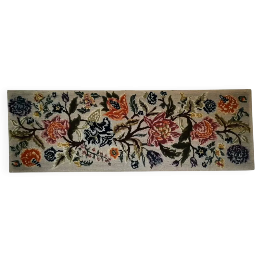 Tapisserie murale années 70 avec de grandes fleurs multicolores