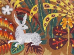 Tapisserie murale - Canevas encadré vintage années 70 - Paon en forêt