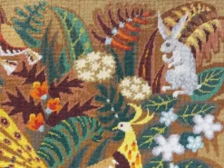 Tapisserie murale - Canevas encadré vintage années 70 - Paon en forêt