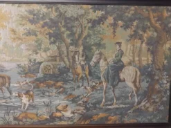 Tapisserie Murale Encadrée Scène de Chasse Vintage 179x74