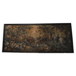 Tapisserie Murale Encadrée Scène de Chasse Vintage 179x74
