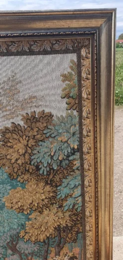 Tapisserie murale encadrée vintage 135 x 137 cm Chevaux des Gobelins
