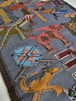 Tapisserie murale péruvienne tissée main, motifs zoomorphes, 120 x 60 cm