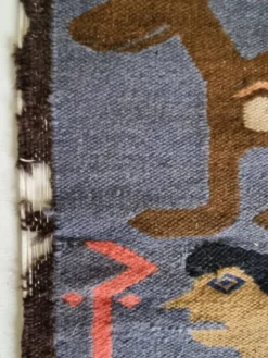 Tapisserie murale péruvienne tissée main, motifs zoomorphes, 120 x 60 cm