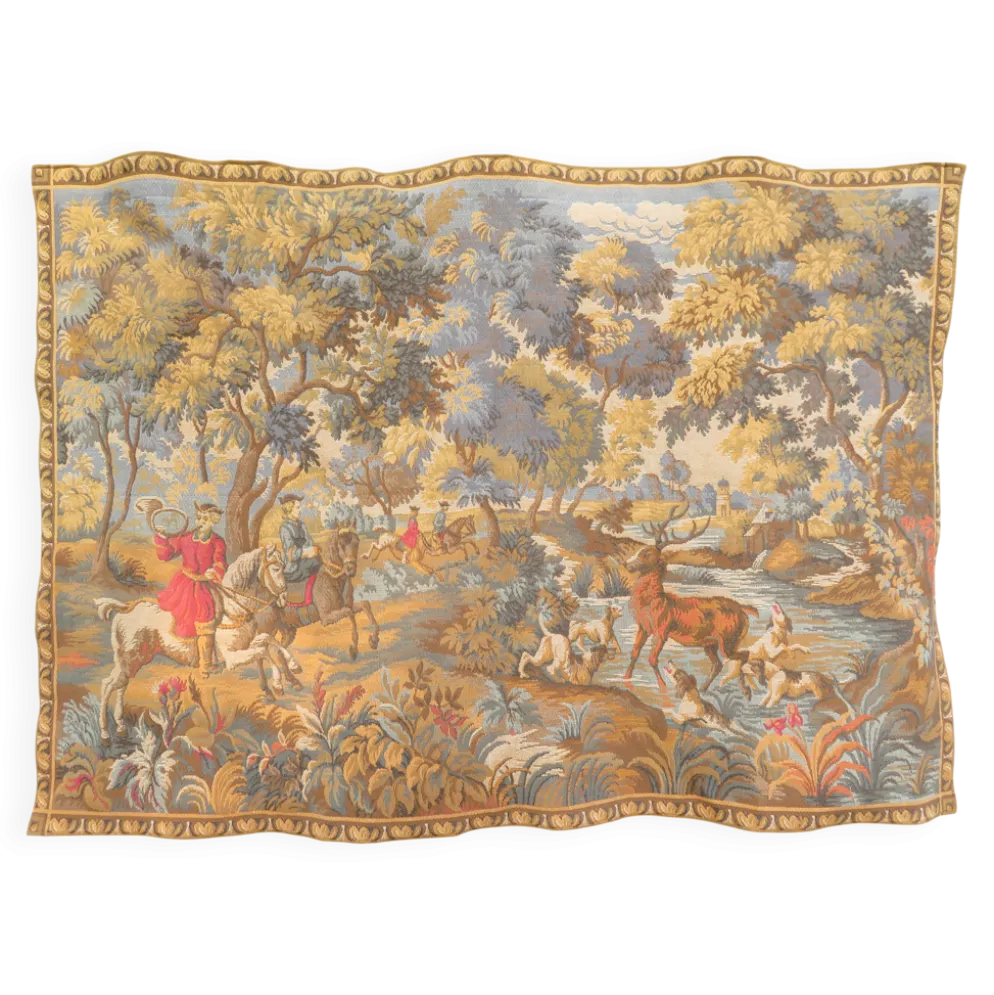 Tapisserie murale scène de chasse à courre