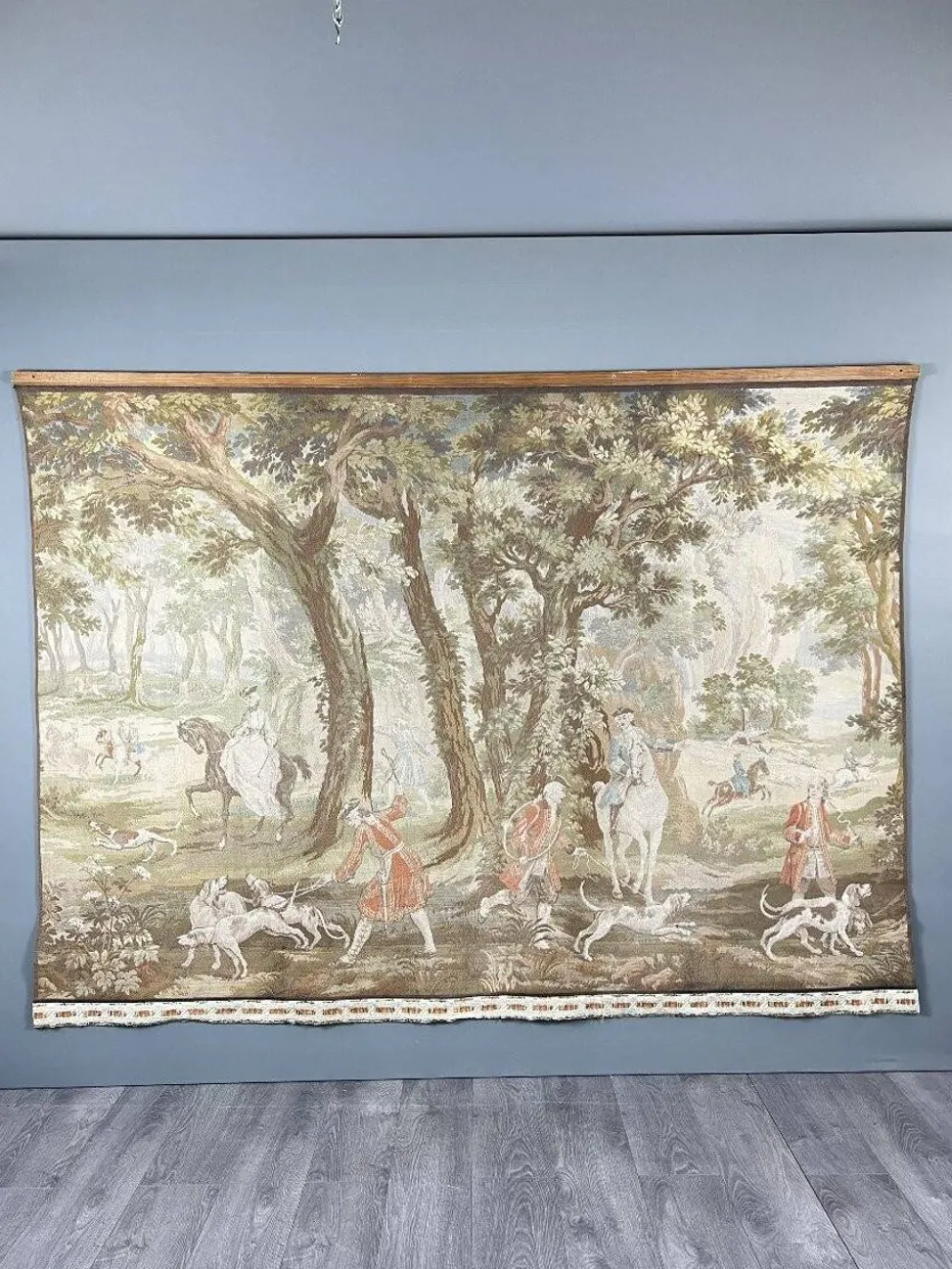 Tapisserie murale « Scène de chasse », style Louis XV, XXe siècle