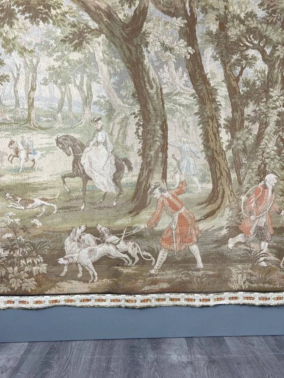Tapisserie murale « Scène de chasse », style Louis XV, XXe siècle