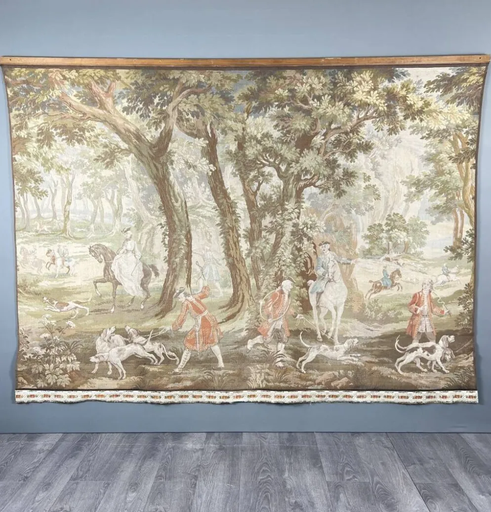 Tapisserie murale « Scène de chasse », style Louis XV, XXe siècle