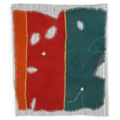 Tapisserie murale vintage tissée à la main vert émeraude, art mural tissé, 105x123 cm