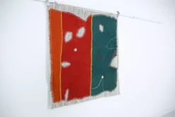 Tapisserie murale vintage tissée à la main vert émeraude, art mural tissé, 105x123 cm