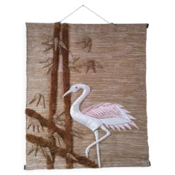 Tapisserie oiseau et feuillages estampillé années 70