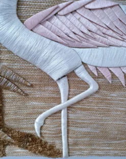 Tapisserie oiseau et feuillages estampillé années 70