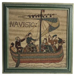 Tapisserie reproduction Bayeux encadrement XXème