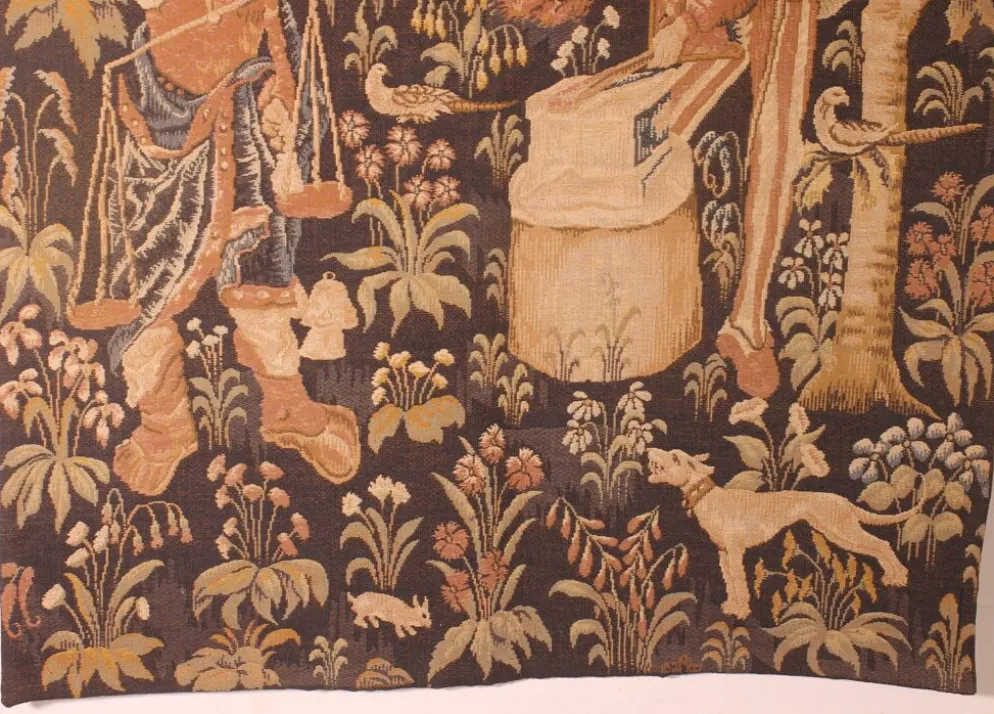 tapisserie représentant la pesée et l'art de forger
