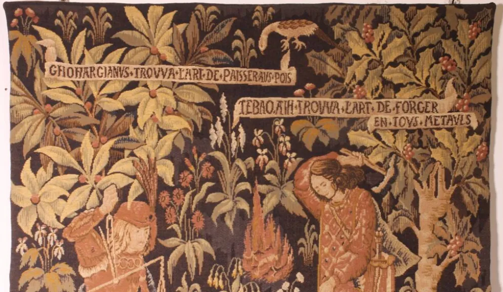 tapisserie représentant la pesée et l'art de forger