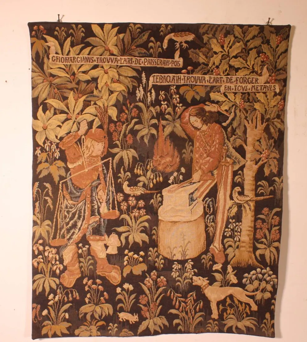 tapisserie représentant la pesée et l'art de forger