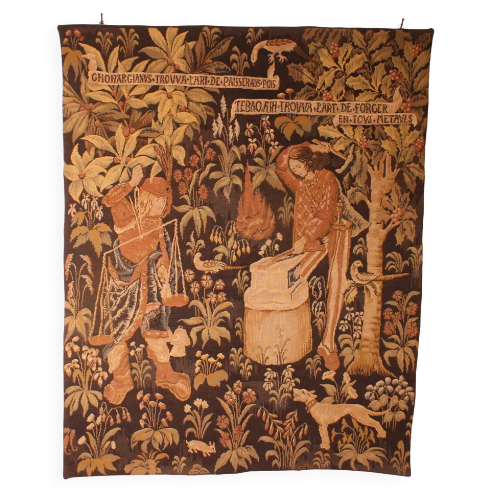 tapisserie représentant la pesée et l'art de forger