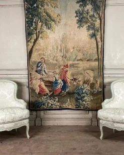 Tapisserie, scène champêtre, laine et soie, XVIIIème siècle