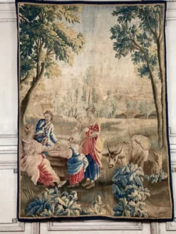 Tapisserie, scène champêtre, laine et soie, XVIIIème siècle