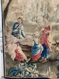 Tapisserie, scène champêtre, laine et soie, XVIIIème siècle