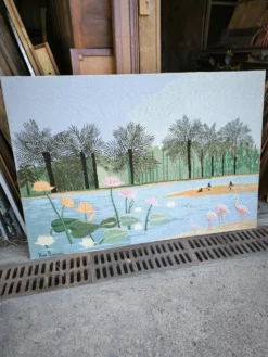 Tapisserie scène lacustre par Henri ROUSSEAU