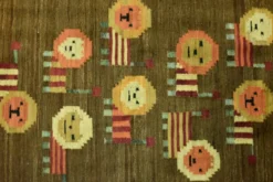 Tapisserie tissée polonaise vintage Lions par Maria Janowska, années 1970