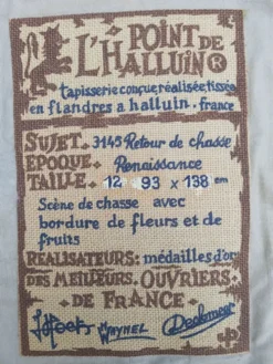 Tapisserie vintage de, style Aubusson. Retour de chasse