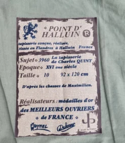Tapisserie vintage de style Aubusson fabriquée en France avec étiquette
