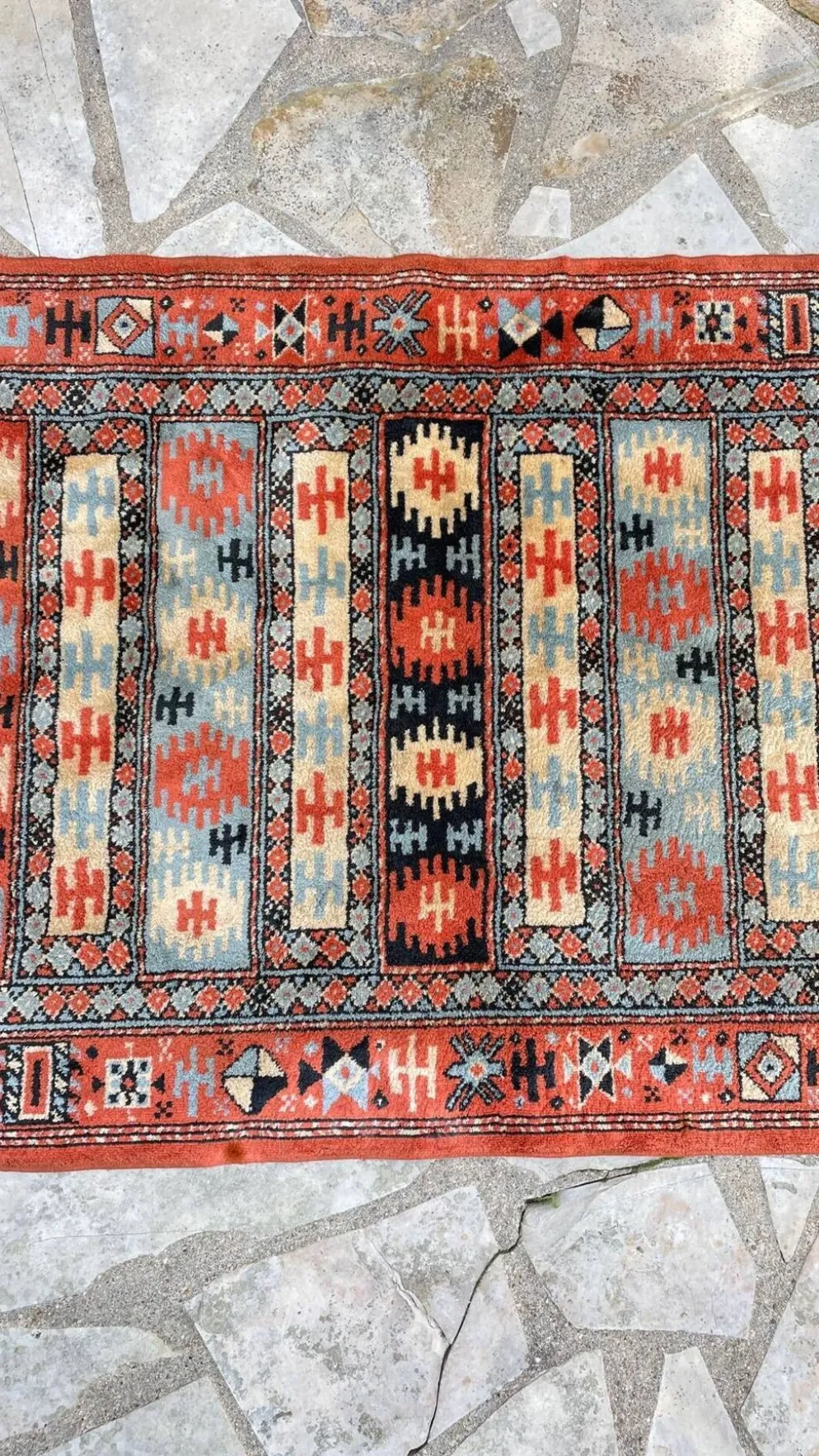 Tapis soie et coton vintage - 142 x 84cm