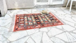 Tapis soie et coton vintage - 142 x 84cm