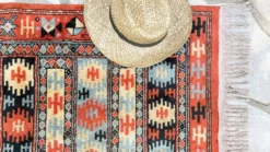 Tapis soie et coton vintage - 142 x 84cm