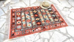 Tapis soie et coton vintage - 142 x 84cm