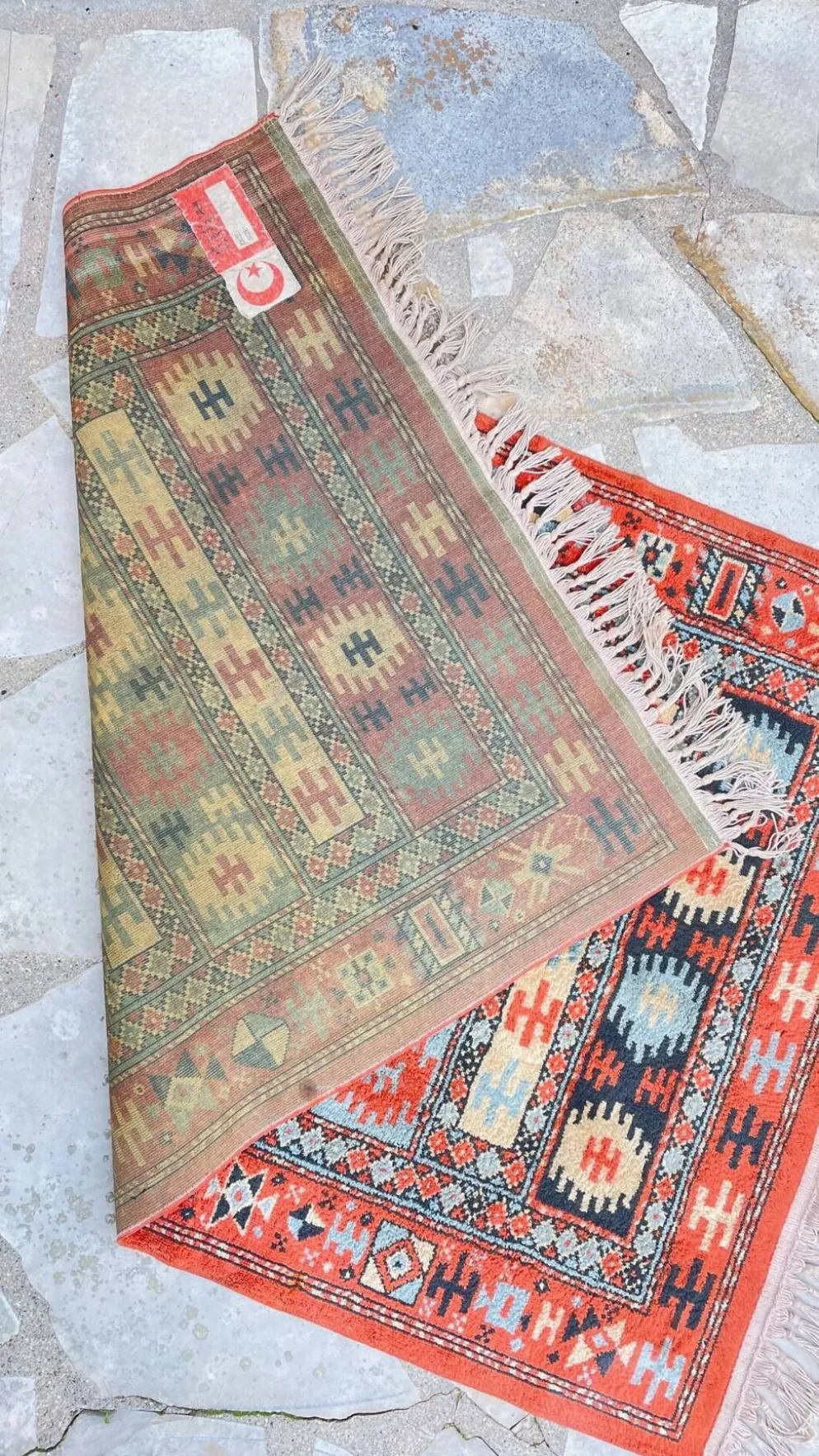 Tapis soie et coton vintage - 142 x 84cm