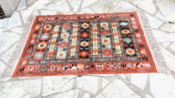 Tapis soie et coton vintage - 142 x 84cm