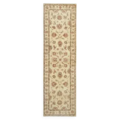 Tapis traditionnel en runner fait à la main, tapis crème, tapis afghan gris, décoration intérieure.
